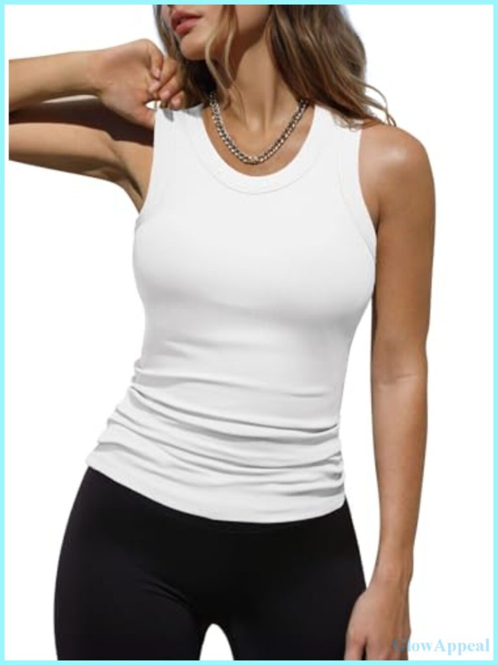 Slim Fit Racerback Ribbed Tank Top for Women - Soft Stretchy Casual Cami